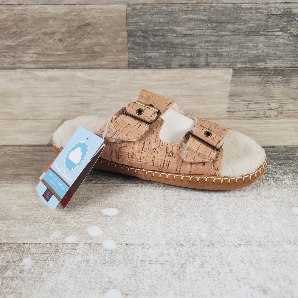 Acorn Camden Womens Slide Sandals Sz 6.5 - 7.5 Cork Double Buckle Slip On